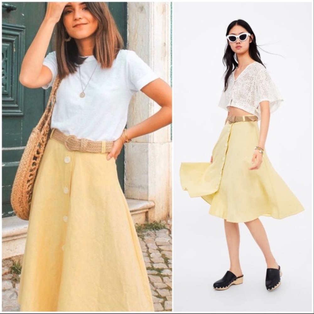 Zara yellow skirt with belt